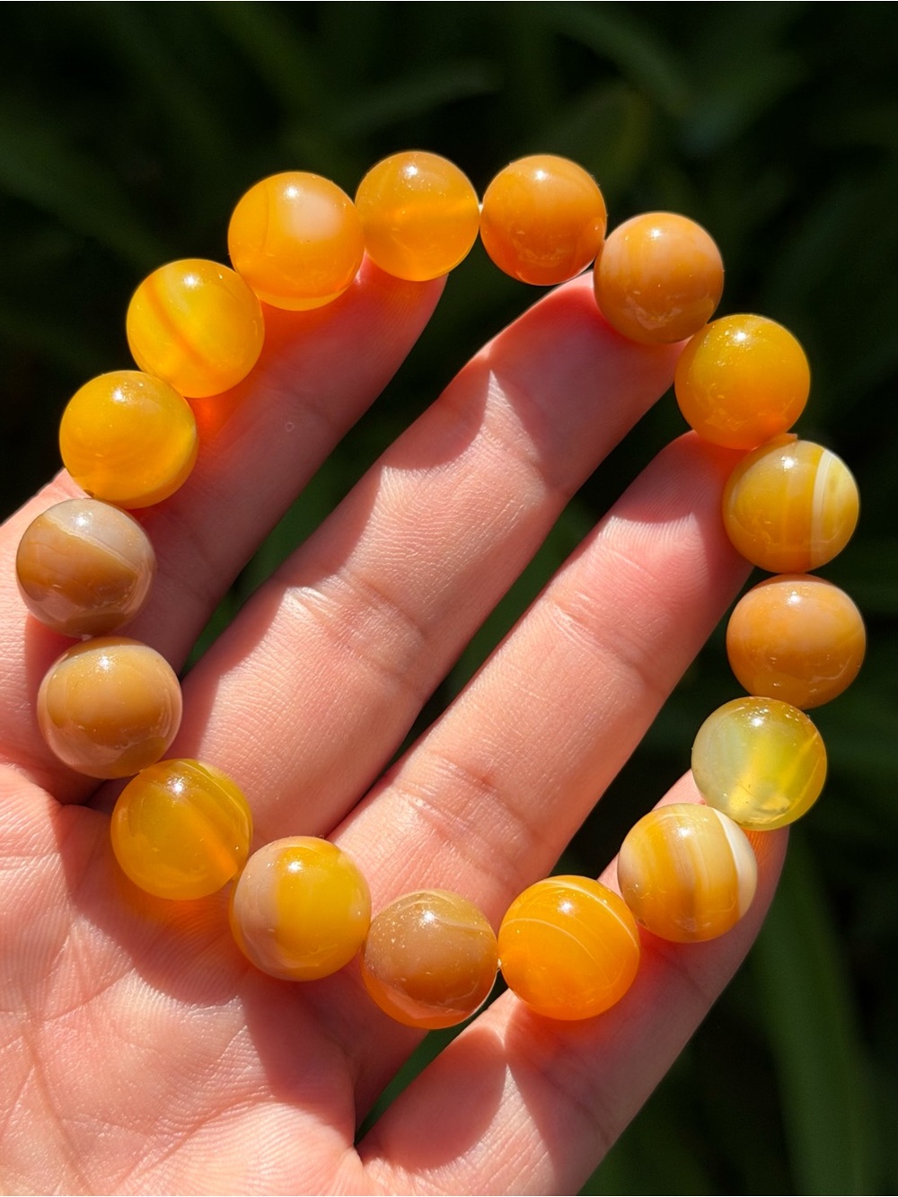 12mm Handcrafted Yellow Agate Bead Bracelet 2184